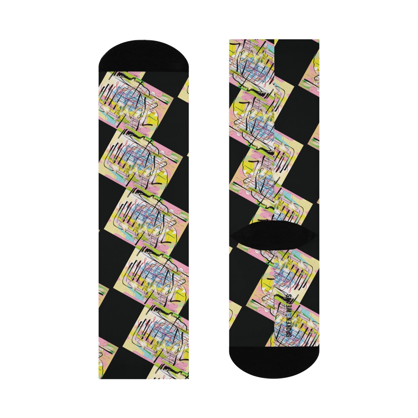 Jesus Graffiti - Cushioned Crew Socks (Black)