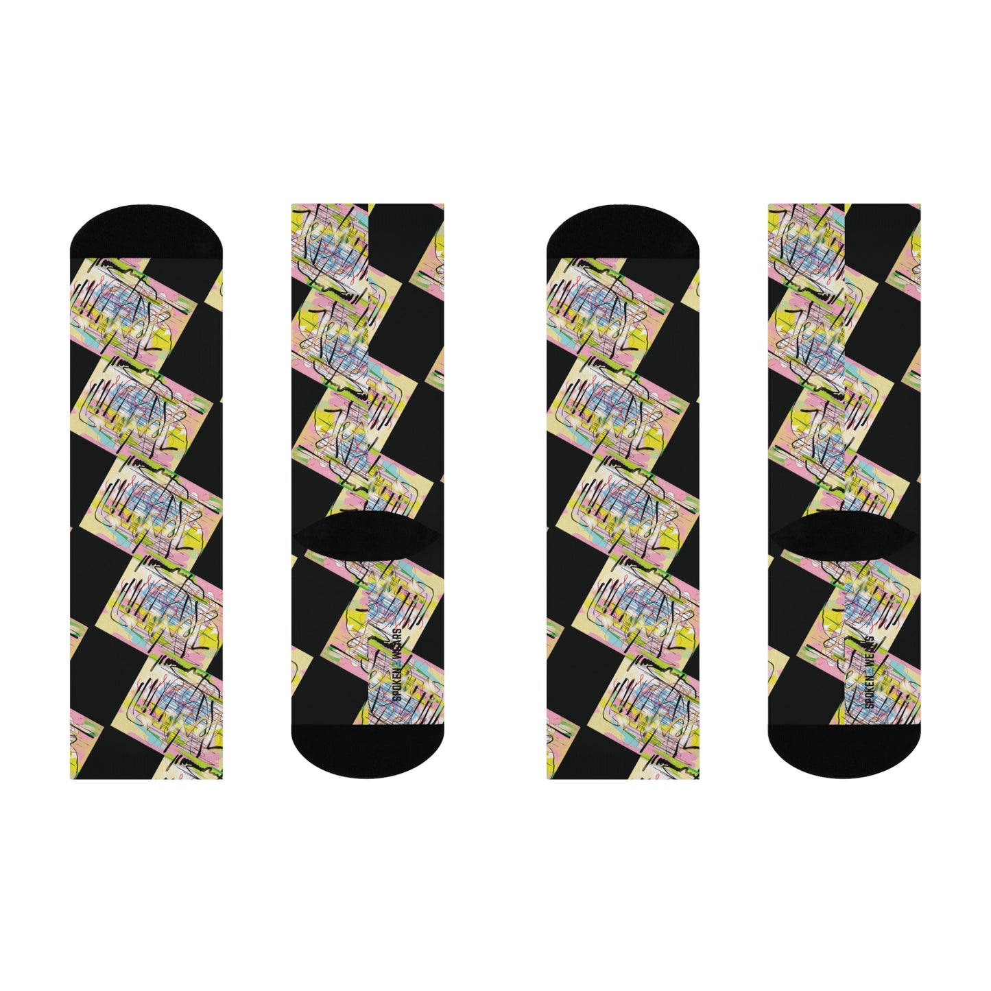 Jesus Graffiti - Cushioned Crew Socks (Black)