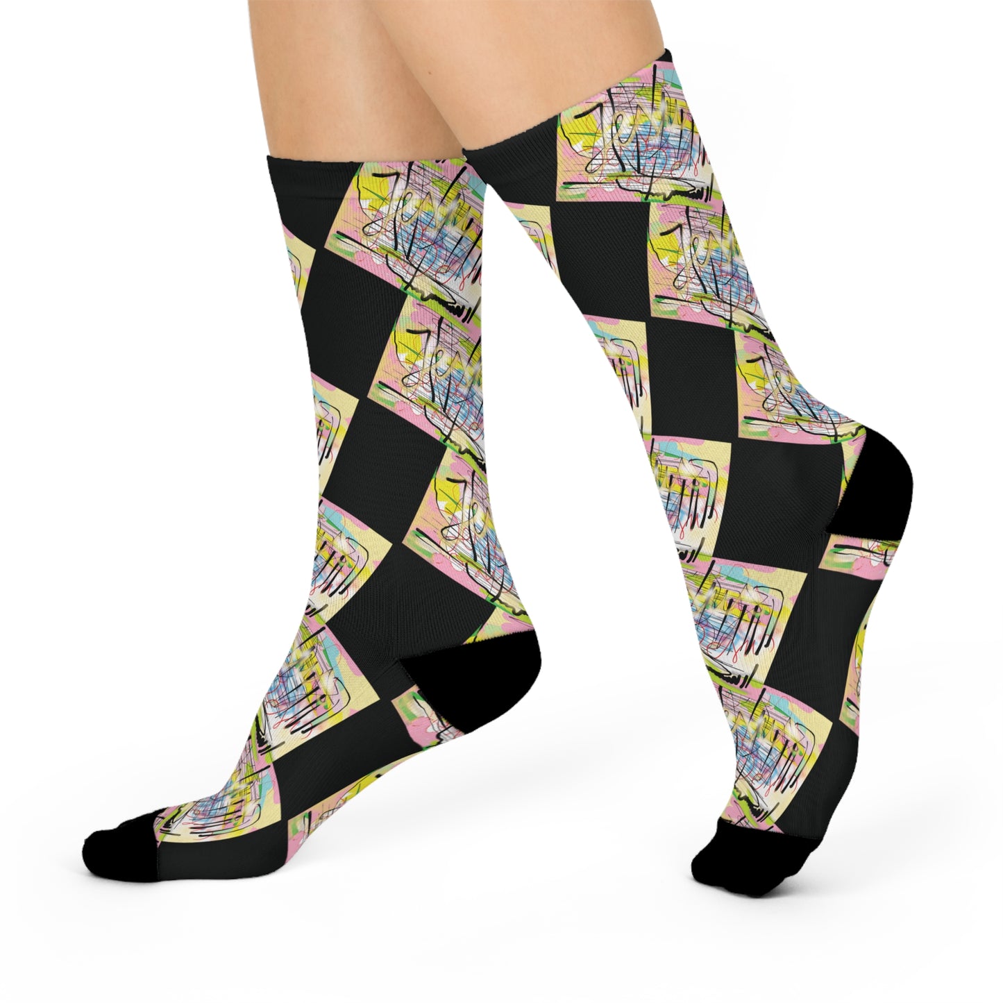 Jesus Graffiti - Cushioned Crew Socks (Black)