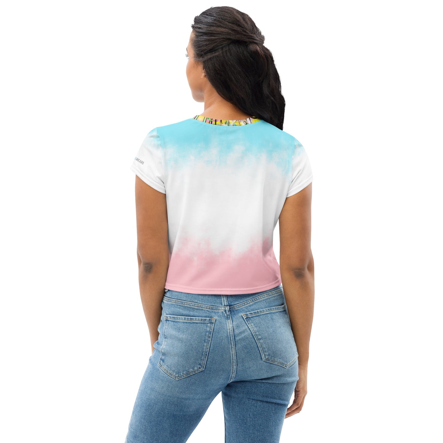 Graffiti Designer JESUS (Pink/Blue Gradient) Crop Tee Women's T-Shirt