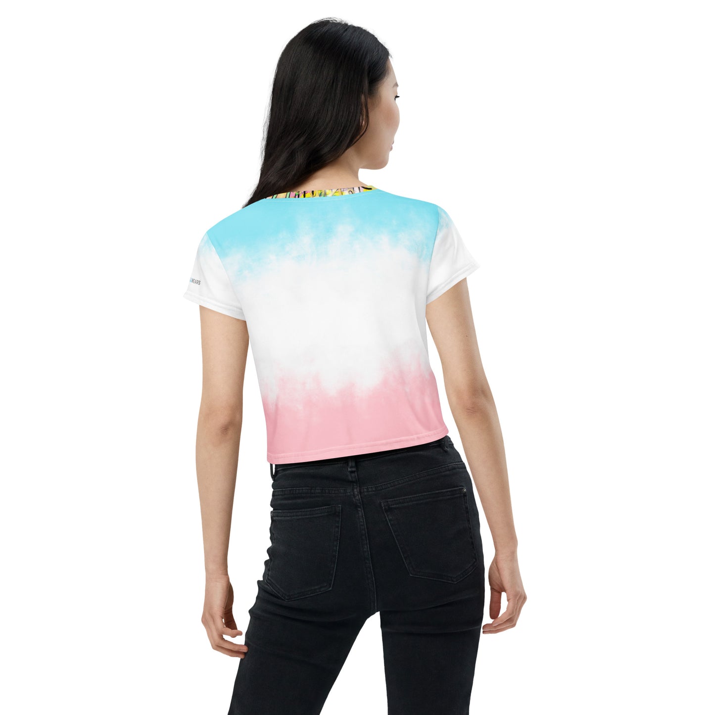 Graffiti Designer JESUS (Pink/Blue Gradient) Crop Tee Women's T-Shirt