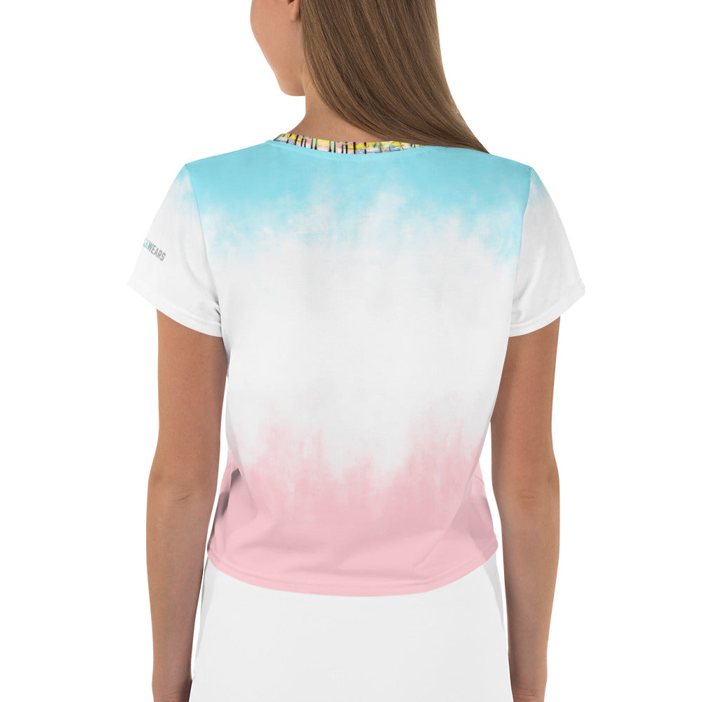 Graffiti Designer JESUS (Pink/Blue Gradient) Crop Tee Women's T-Shirt