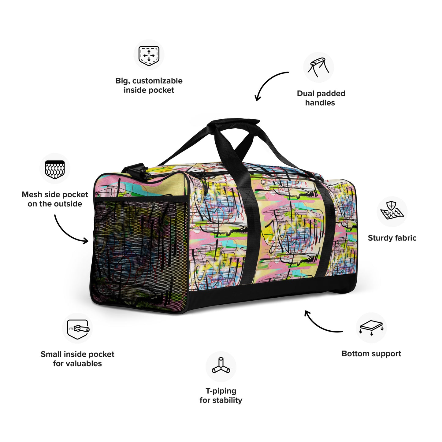 Jesus graffiti Designer Duffle bag