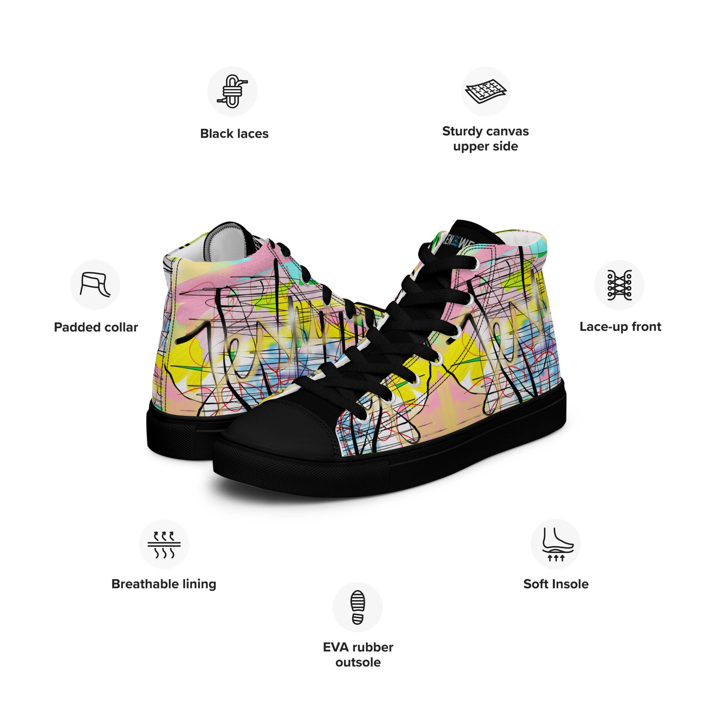 Graffiti Jesus Designer Men’s high top canvas shoes