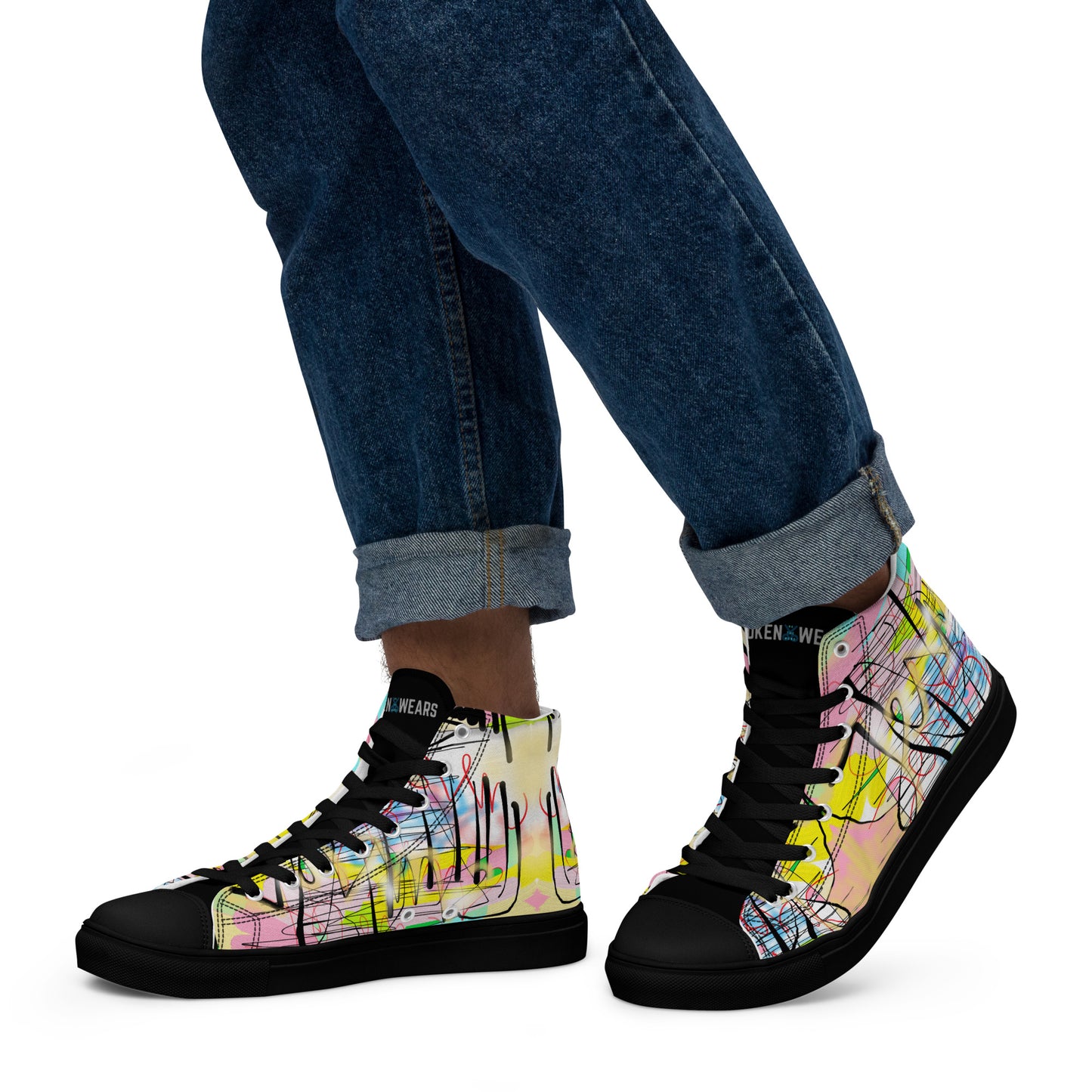 Graffiti Jesus Designer Men’s high top canvas shoes