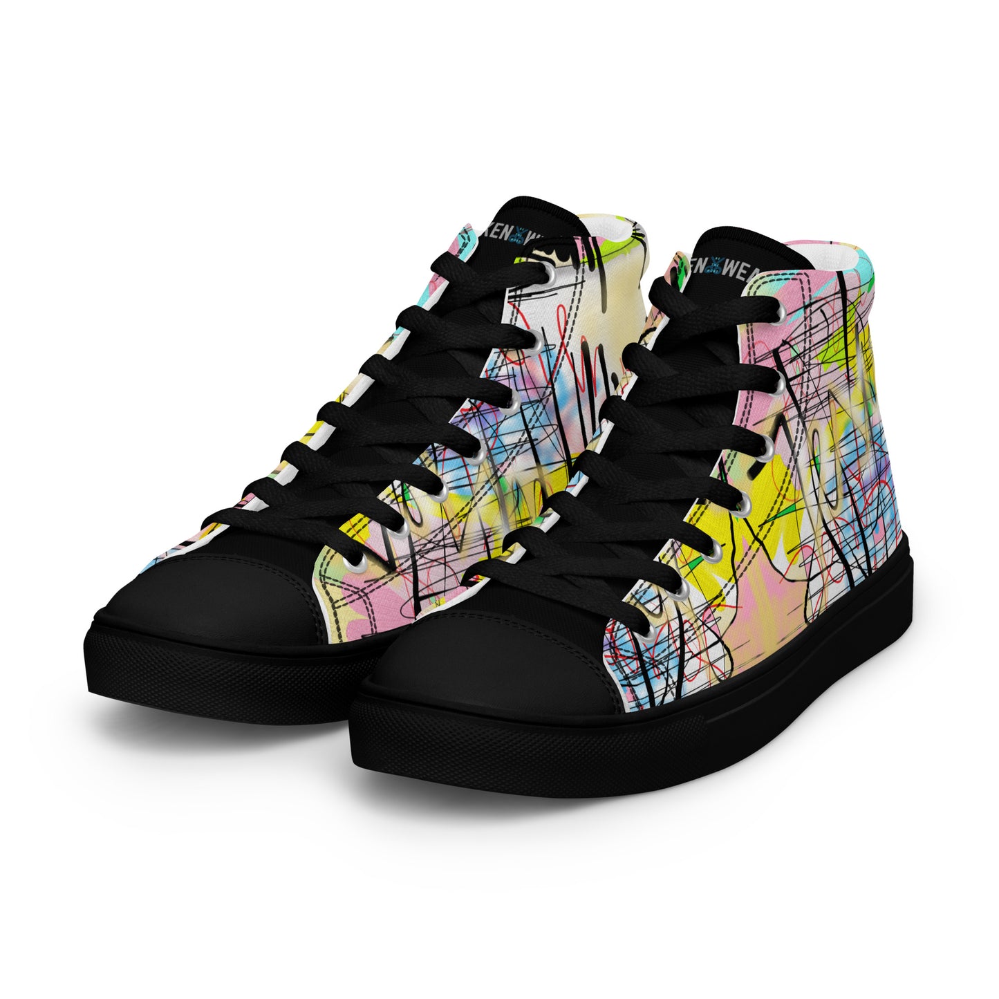 Graffiti Jesus Designer Men’s high top canvas shoes