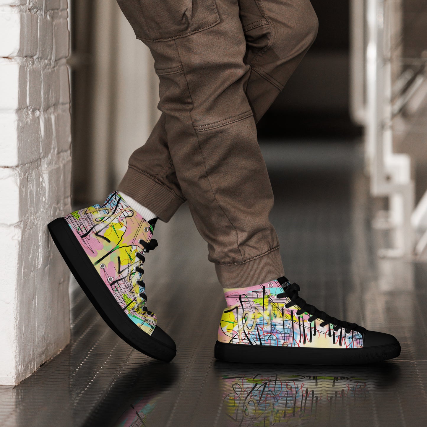 Graffiti Jesus Designer Men’s high top canvas shoes