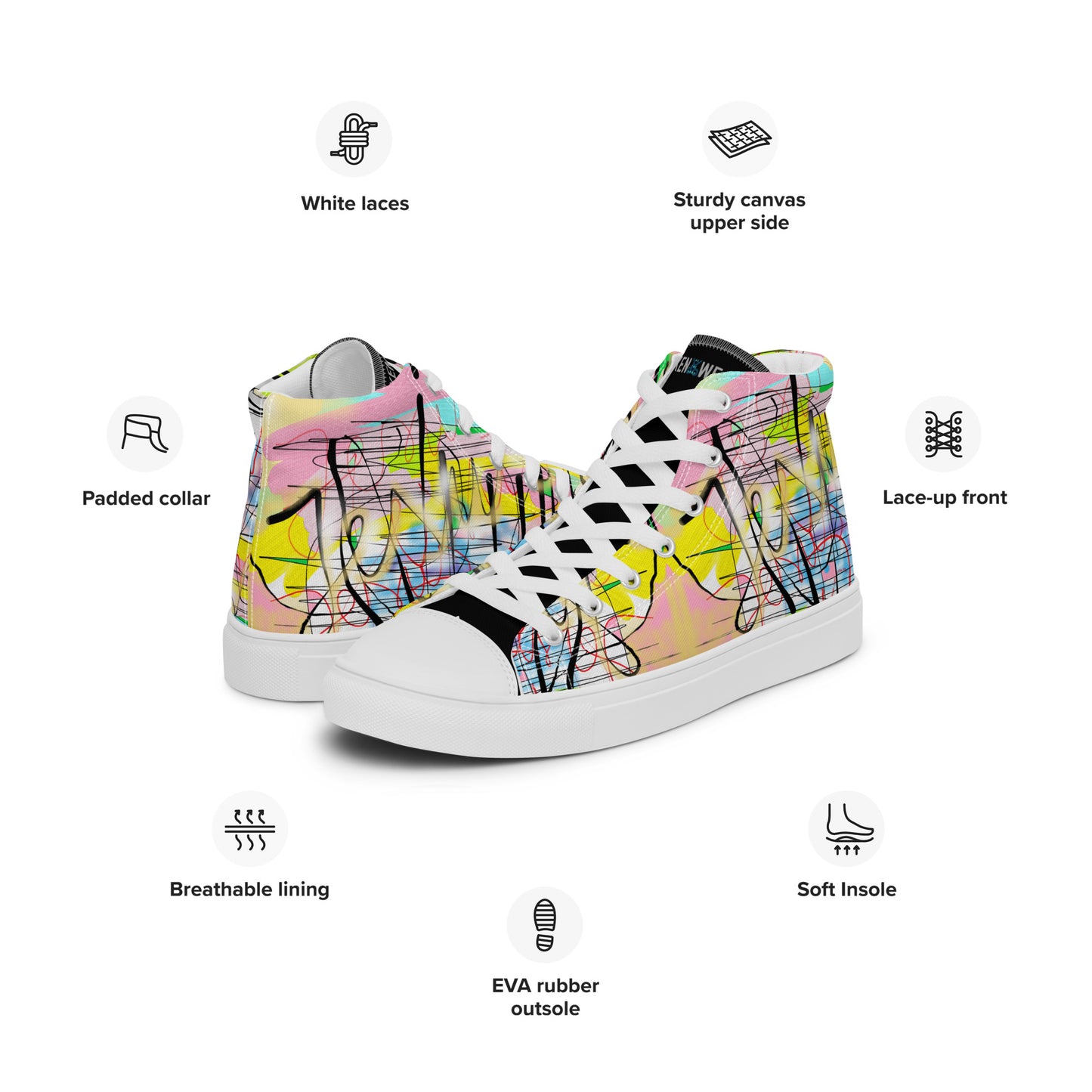 Graffiti Jesus Designer Men’s high top canvas shoes