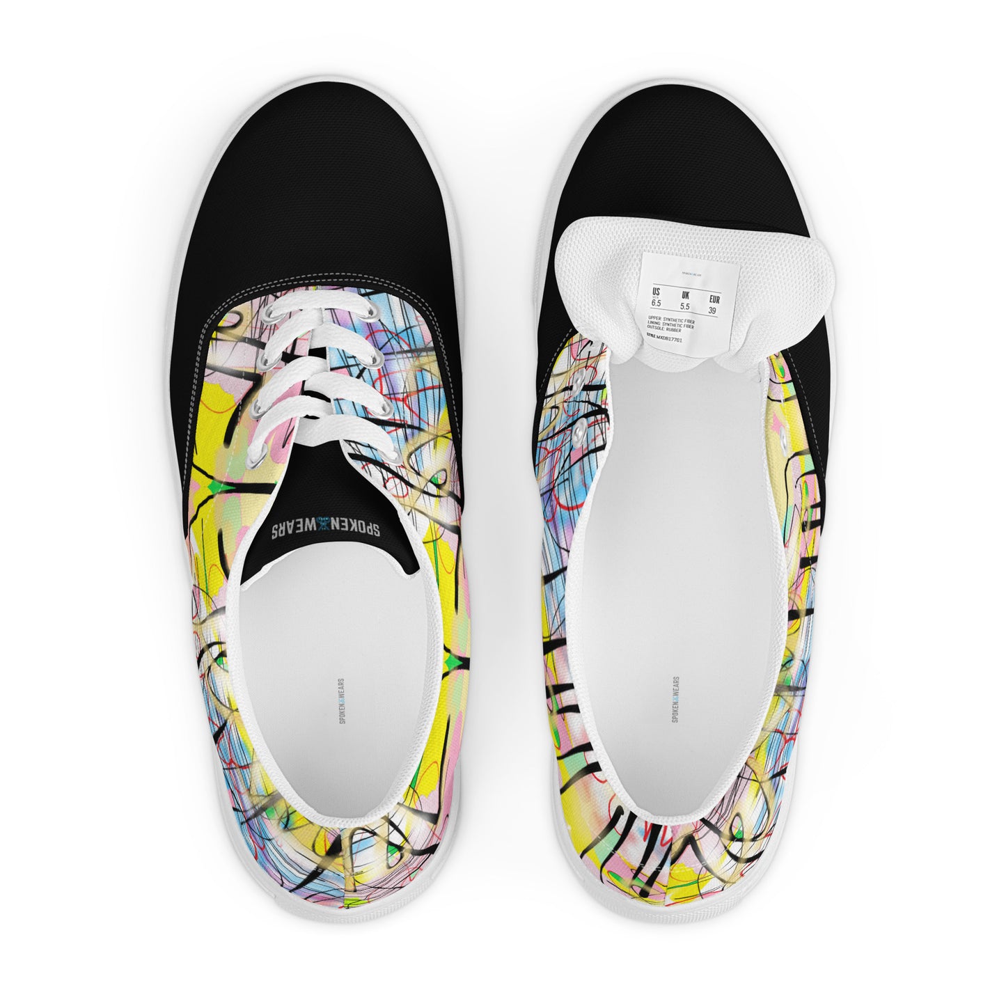 Graffiti Jesus (in Black) Men’s lace-up canvas sneakers shoes