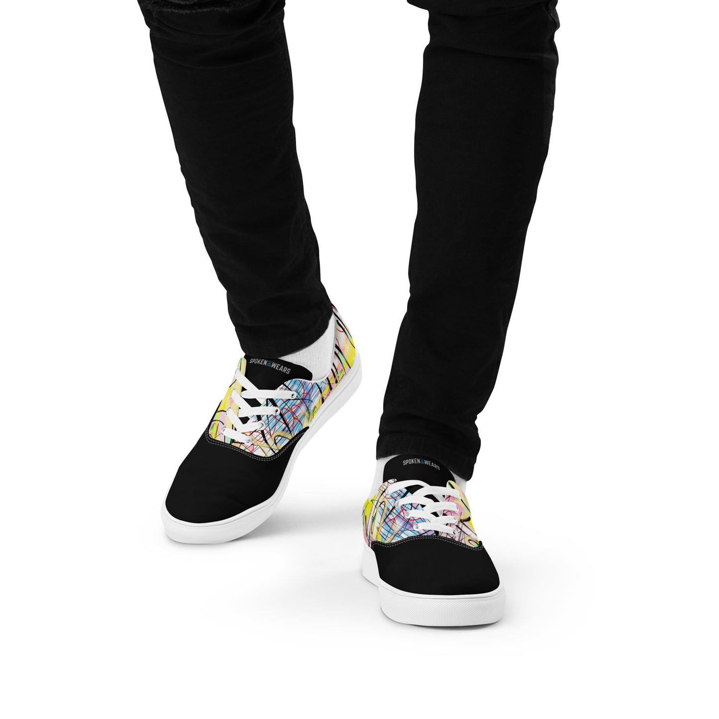 Graffiti Jesus (in Black) Men’s lace-up canvas sneakers shoes