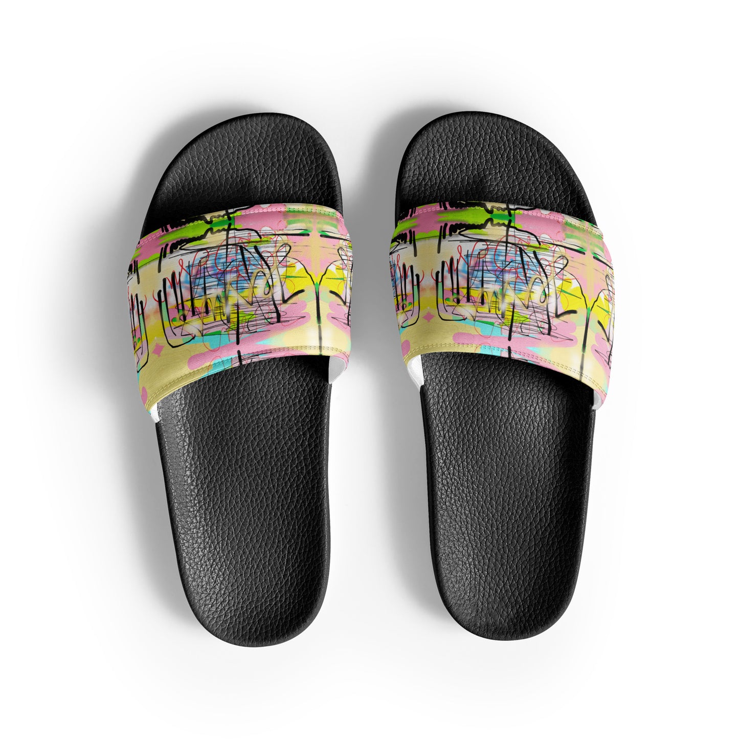 Men’s Designer slides shoes - Graffiti Jesus Style