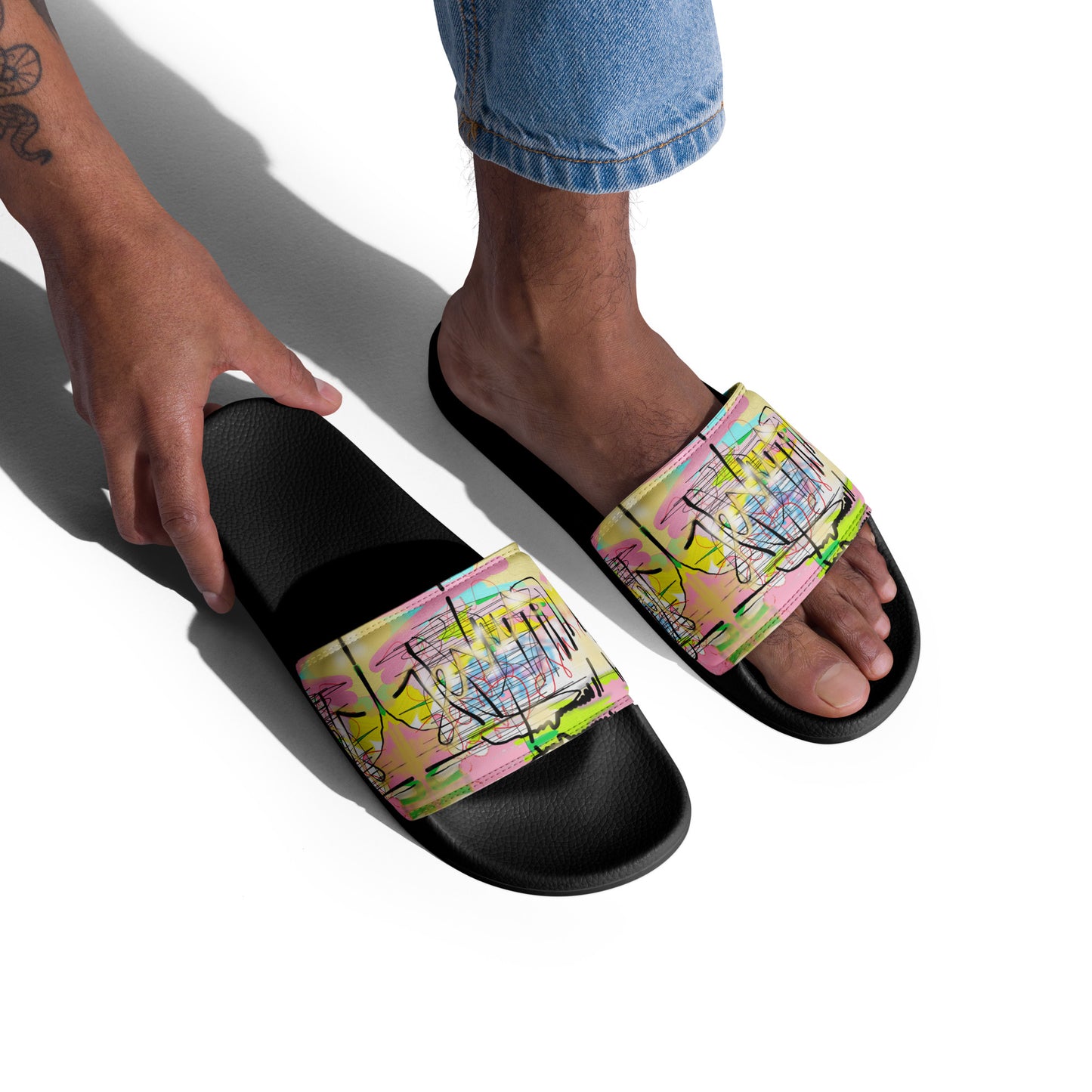 Men’s Designer slides shoes - Graffiti Jesus Style