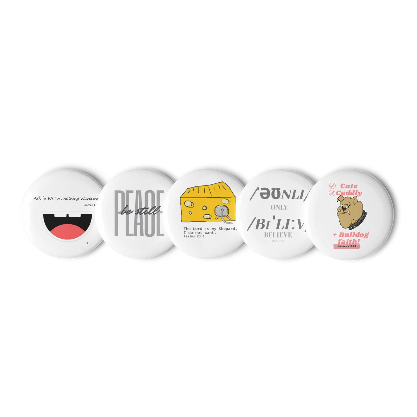 Set of 5 pin buttons - Gift Set