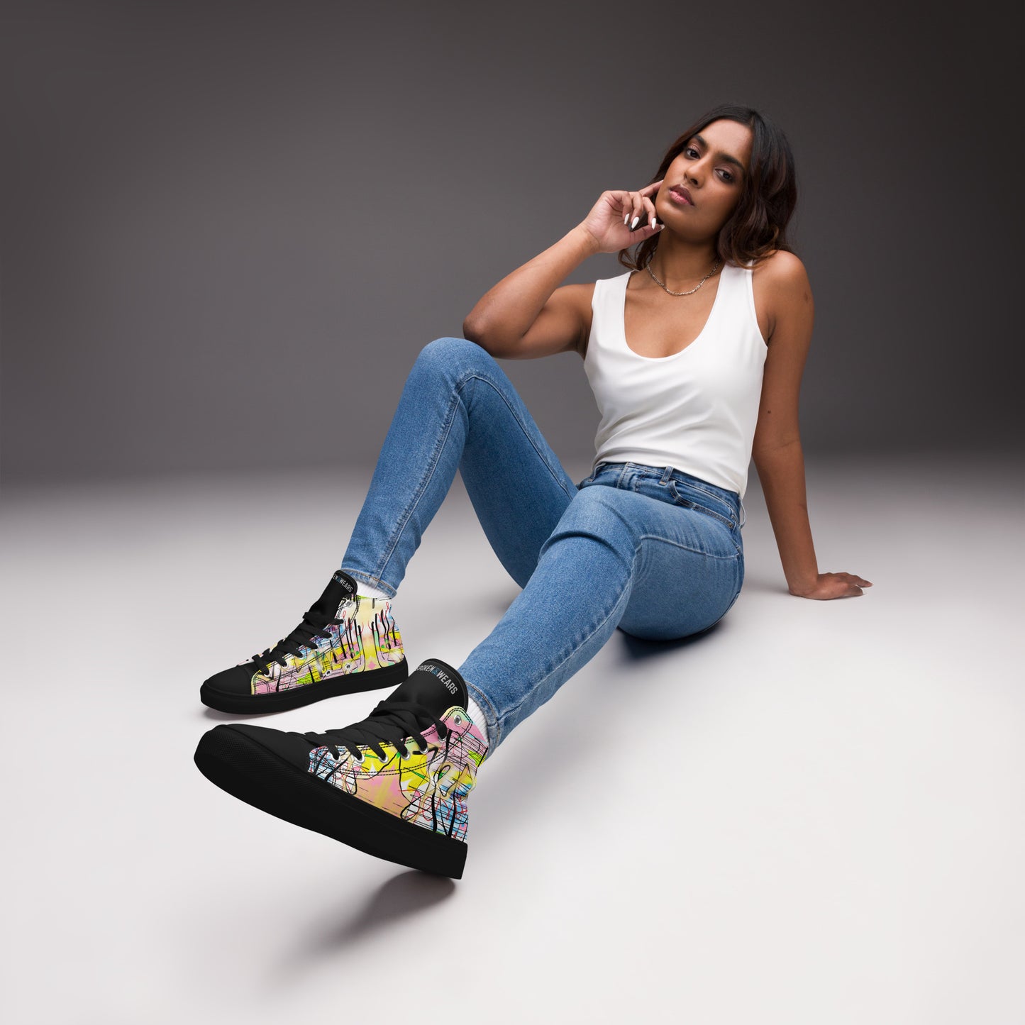 Graffiti Jesus Designer Women’s high top canvas shoes