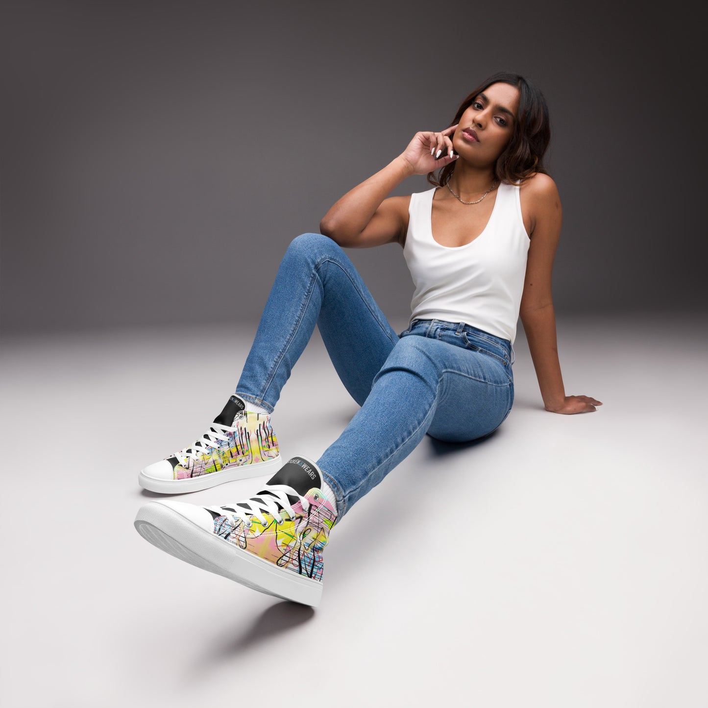 Graffiti Jesus Designer Women’s high top canvas shoes