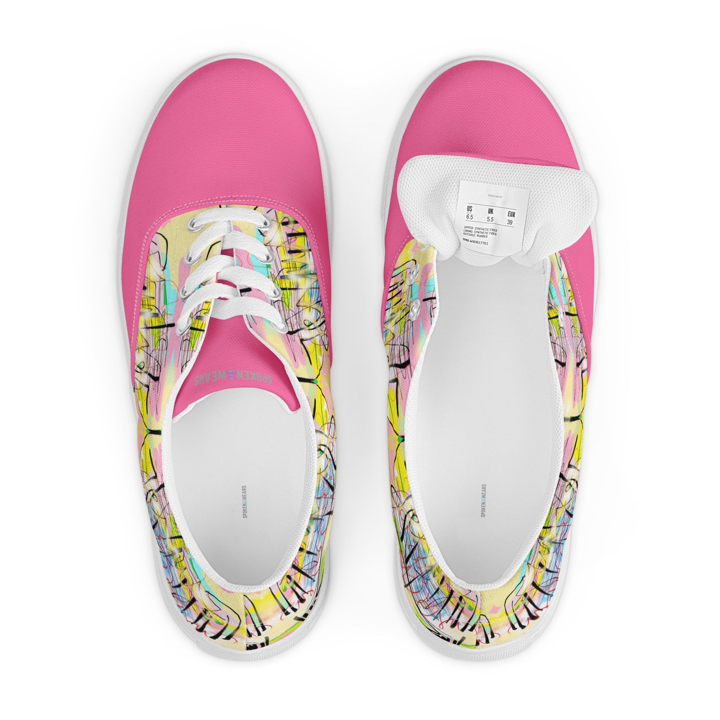 Graffiti Jesus (Brilliant Rose) - Women’s lace-up canvas sneakers shoes