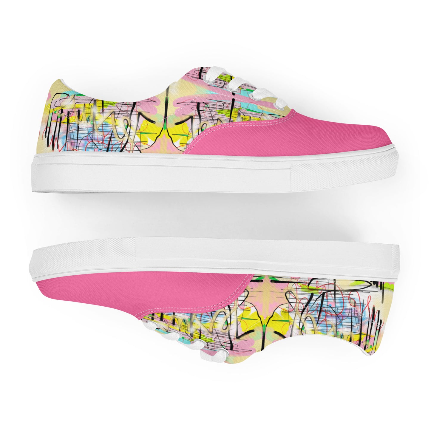 Graffiti Jesus (Brilliant Rose) - Women’s lace-up canvas sneakers shoes