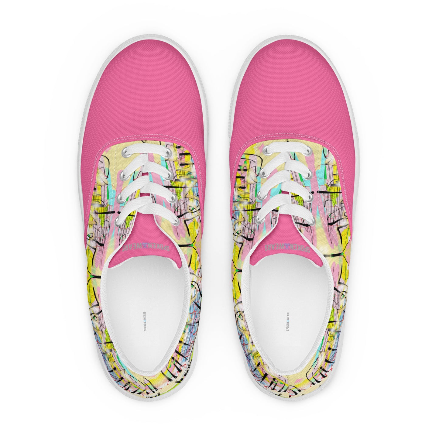 Graffiti Jesus (Brilliant Rose) - Women’s lace-up canvas sneakers shoes