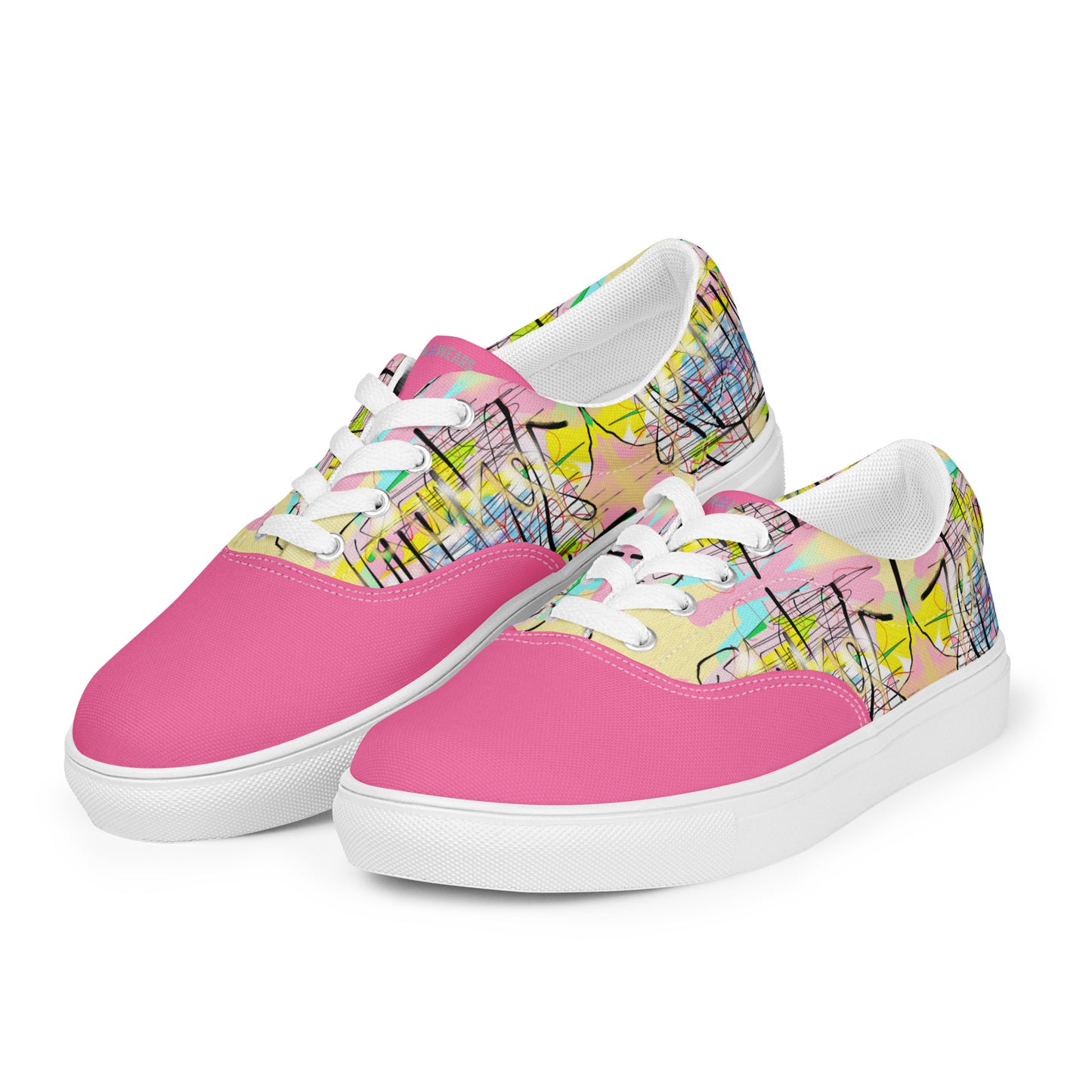 Graffiti Jesus (Brilliant Rose) - Women’s lace-up canvas sneakers shoes