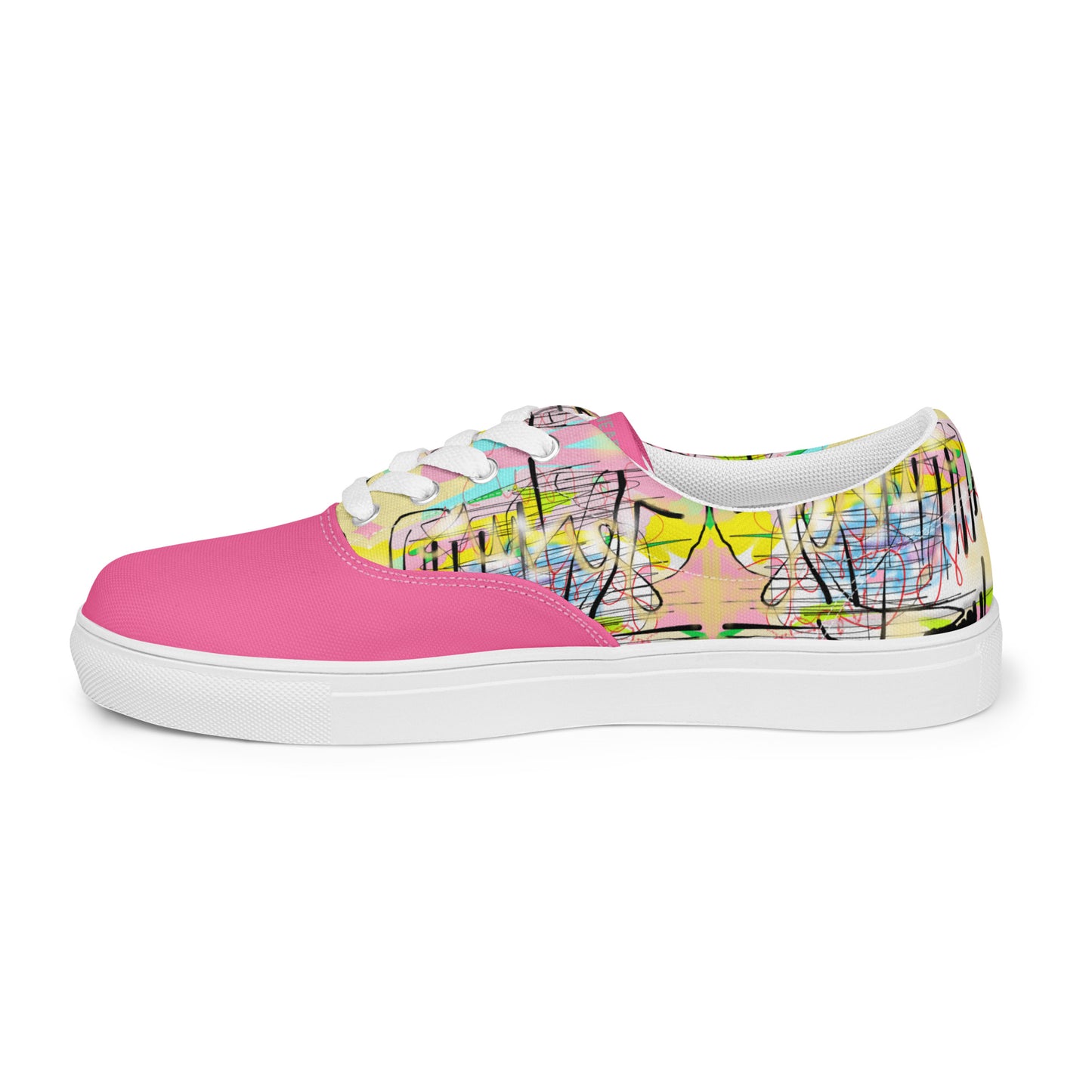 Graffiti Jesus (Brilliant Rose) - Women’s lace-up canvas sneakers shoes