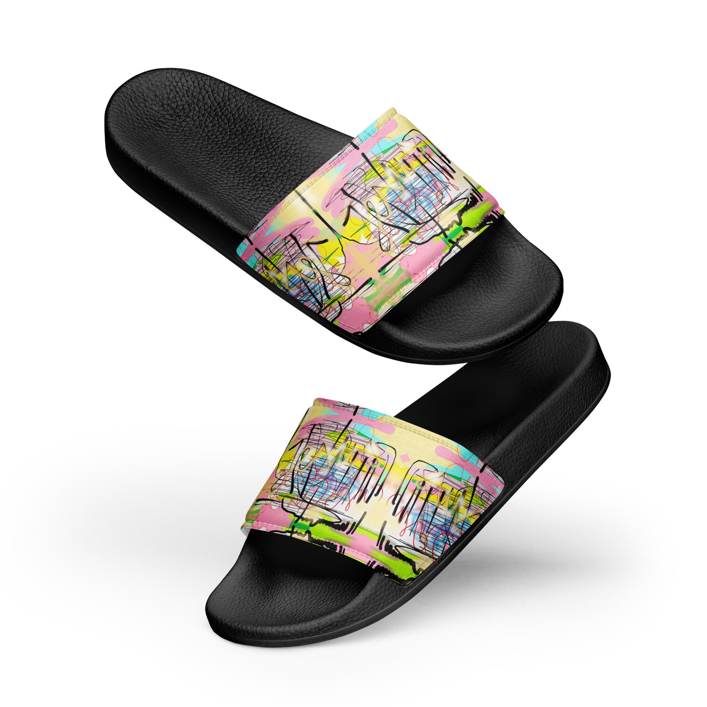 Women’s Designer slides - Graffiti Jesus Allover Print