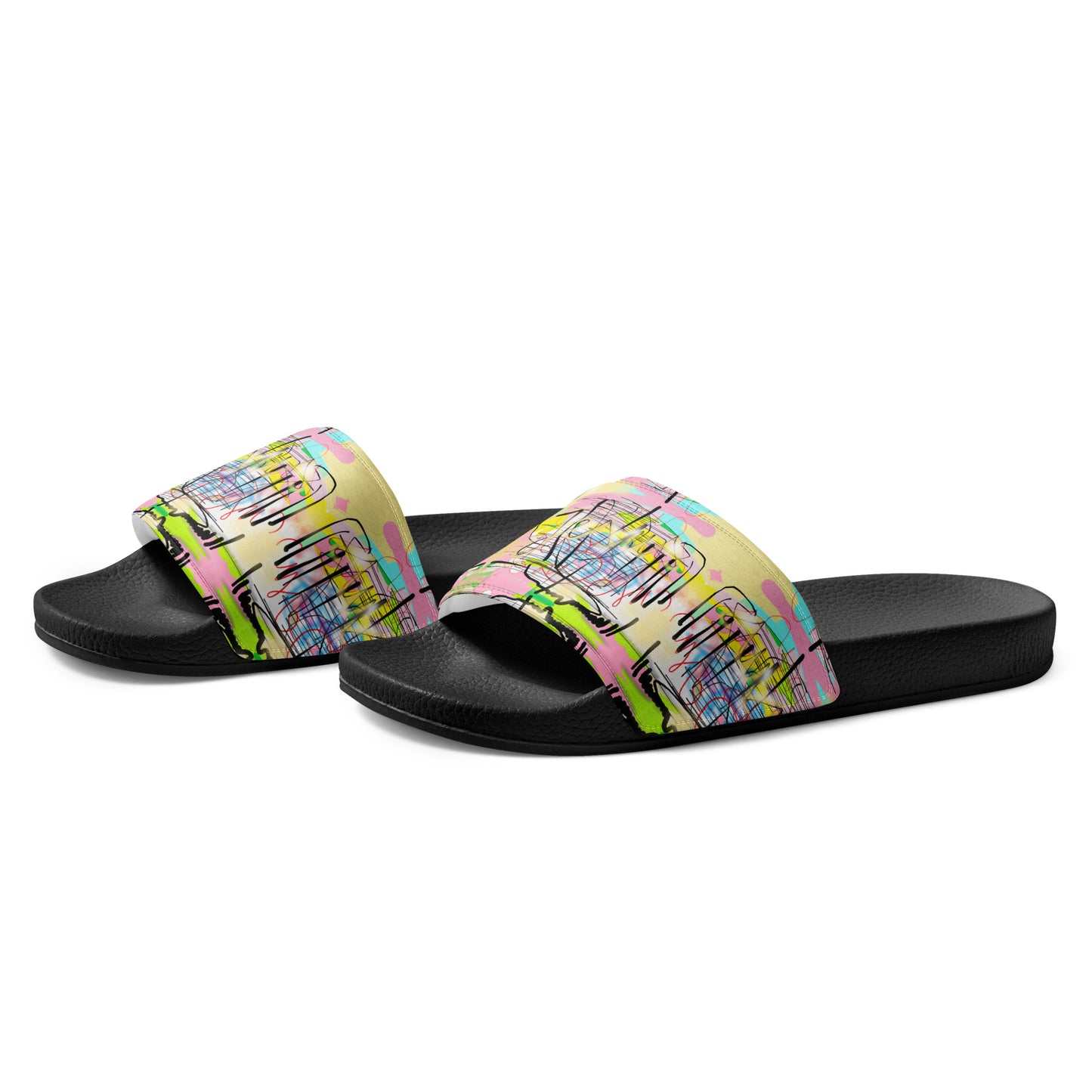 Women’s Designer slides - Graffiti Jesus Allover Print