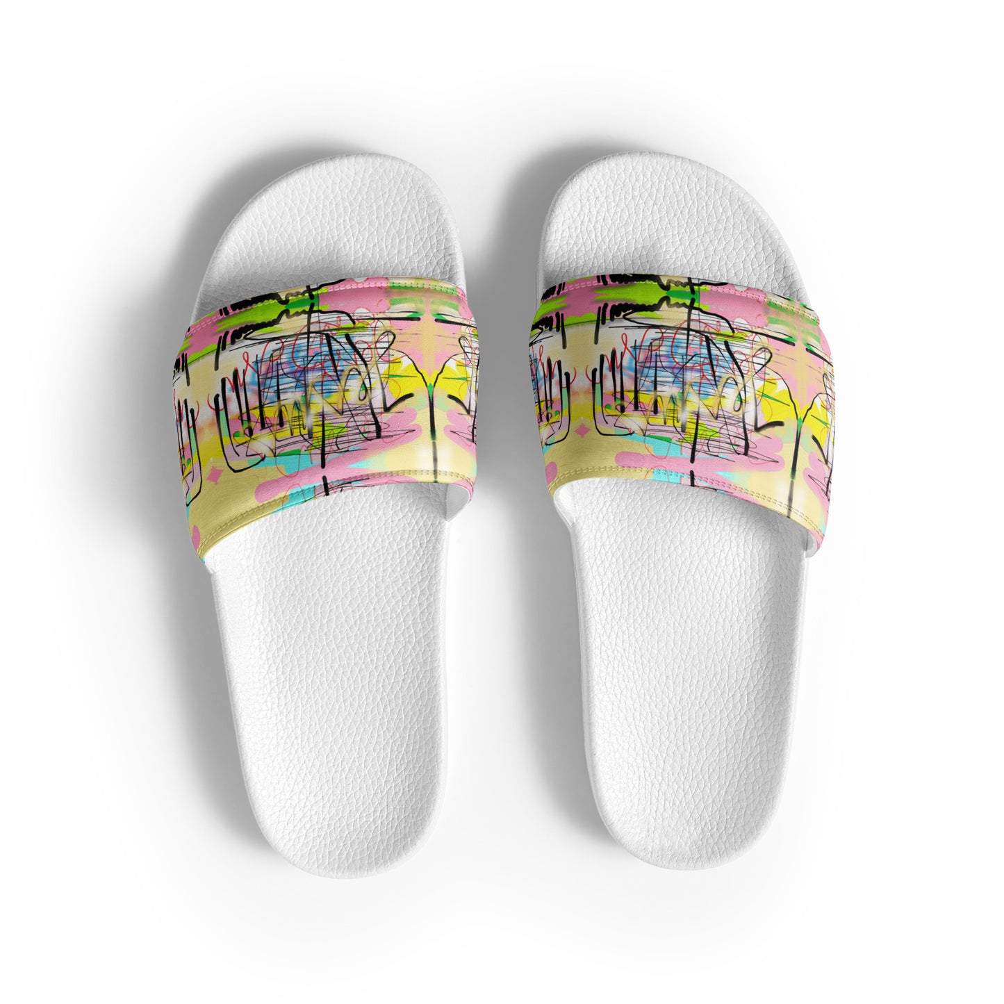 Women’s Designer slides - Graffiti Jesus Allover Print