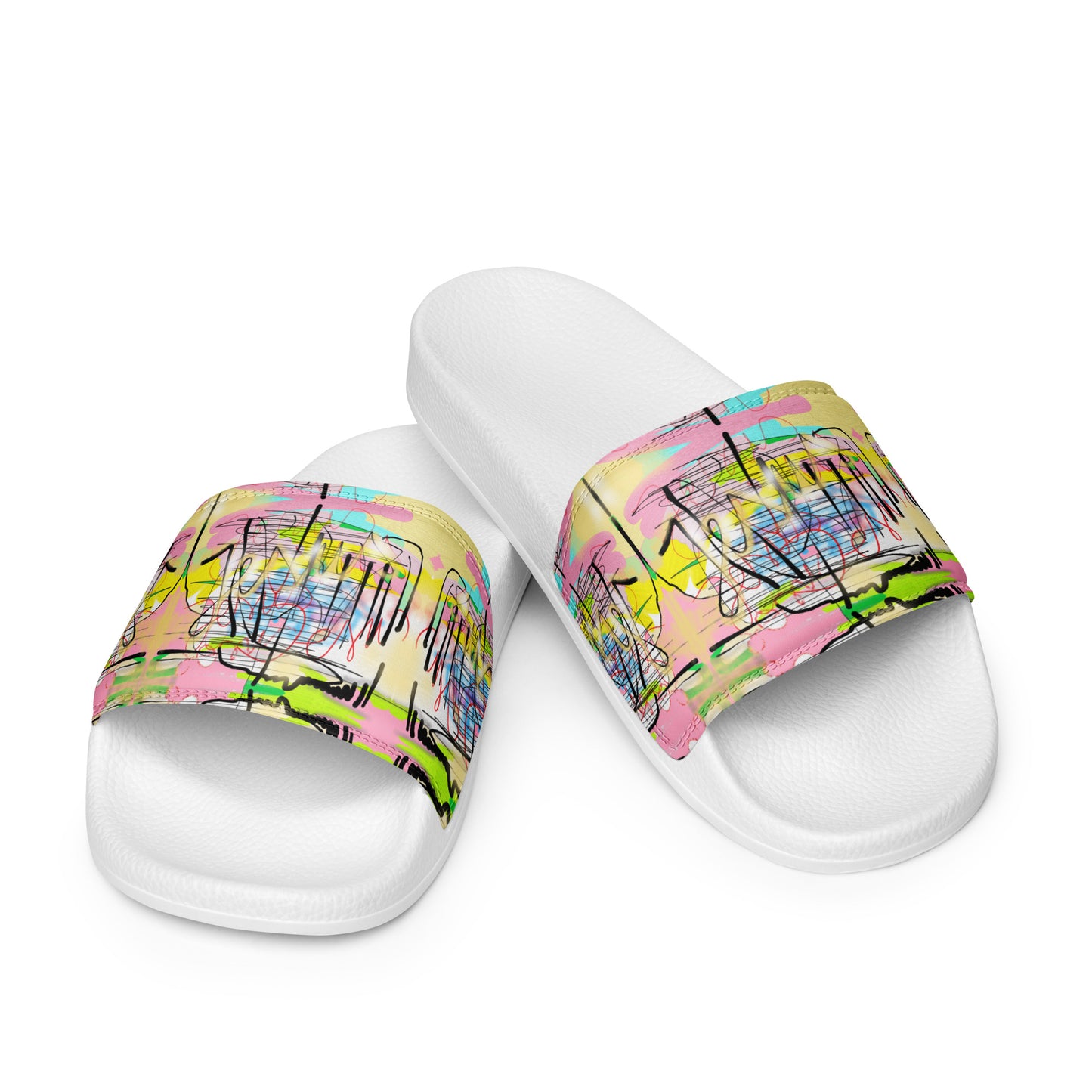 Women’s Designer slides - Graffiti Jesus Allover Print