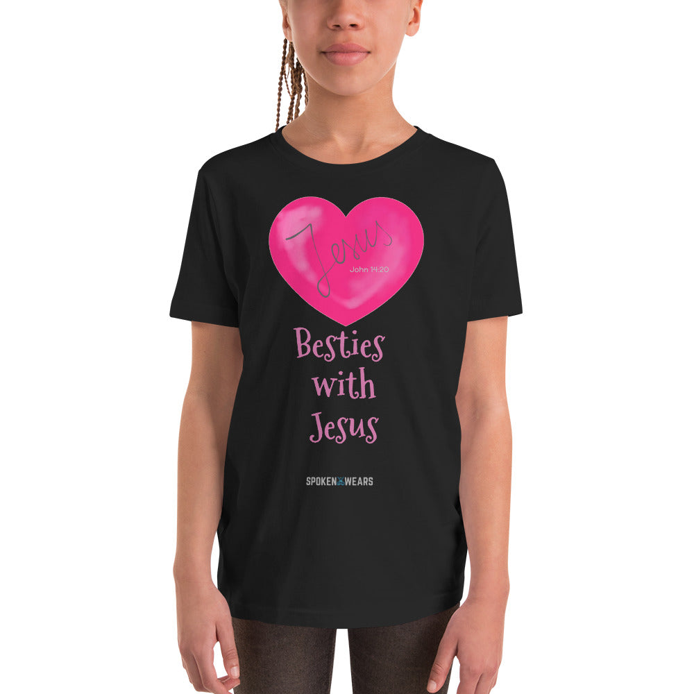 Heart Besties with Jesus - Youth Short Sleeve T-Shirt