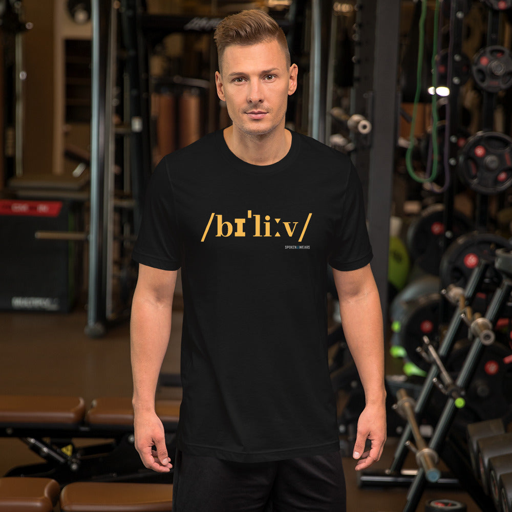 BELIEVE - Phonetics Gold print Short-Sleeve Men's T-Shirt