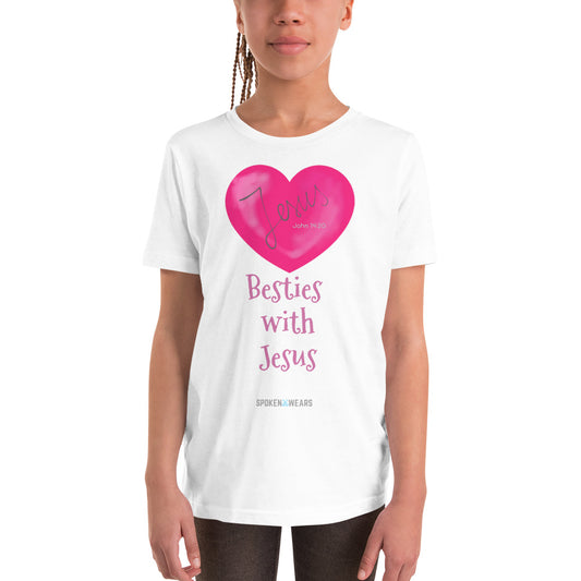 Heart Besties with Jesus - Youth Short Sleeve T-Shirt