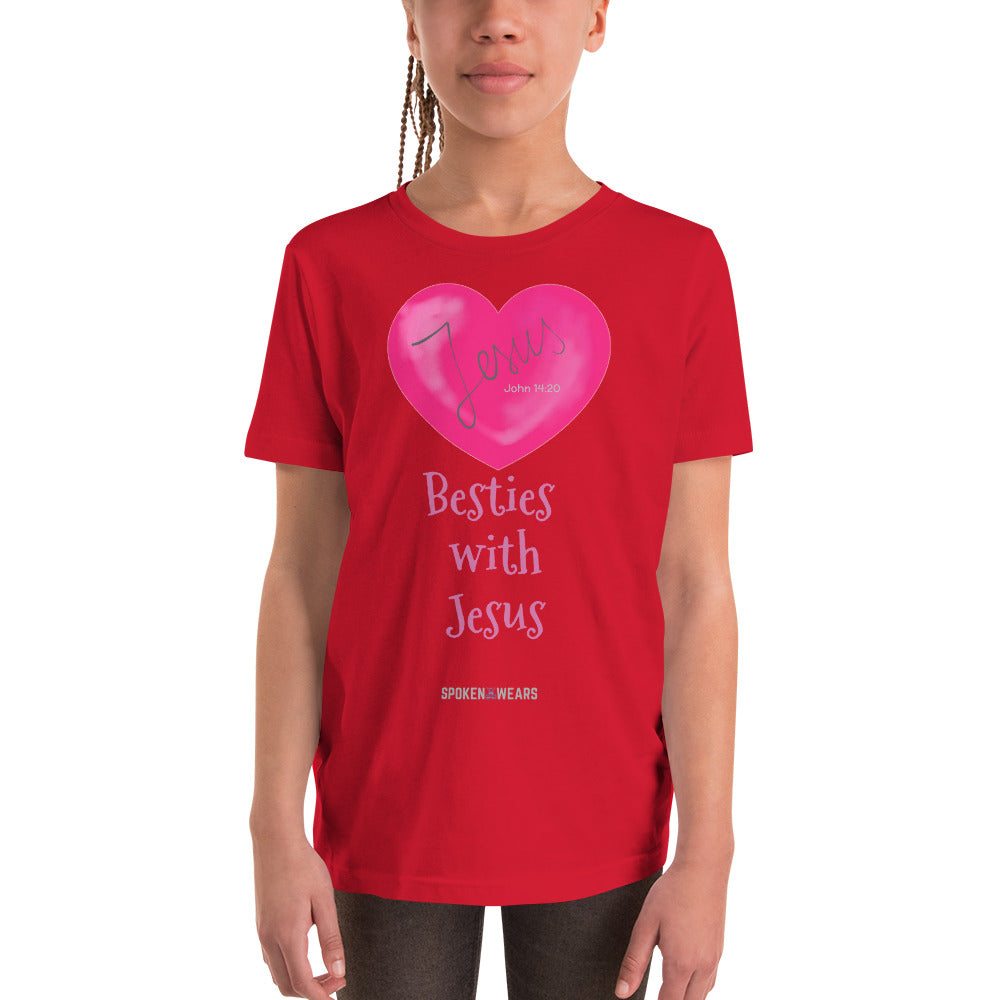 Heart Besties with Jesus - Youth Short Sleeve T-Shirt